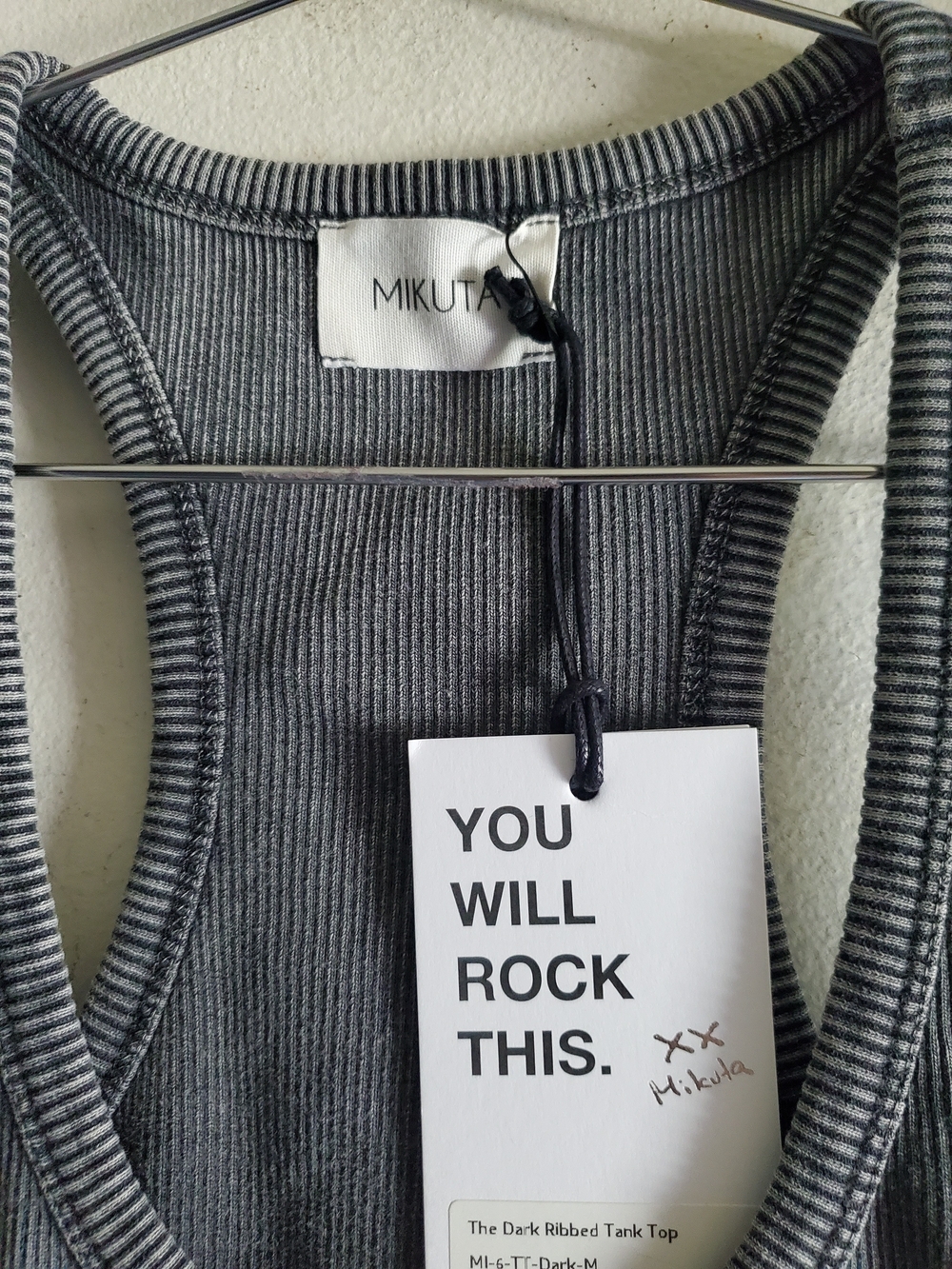 Mikuta The Dark Ribbed Grey Tank Top Size Large. - Picture 4 of 6